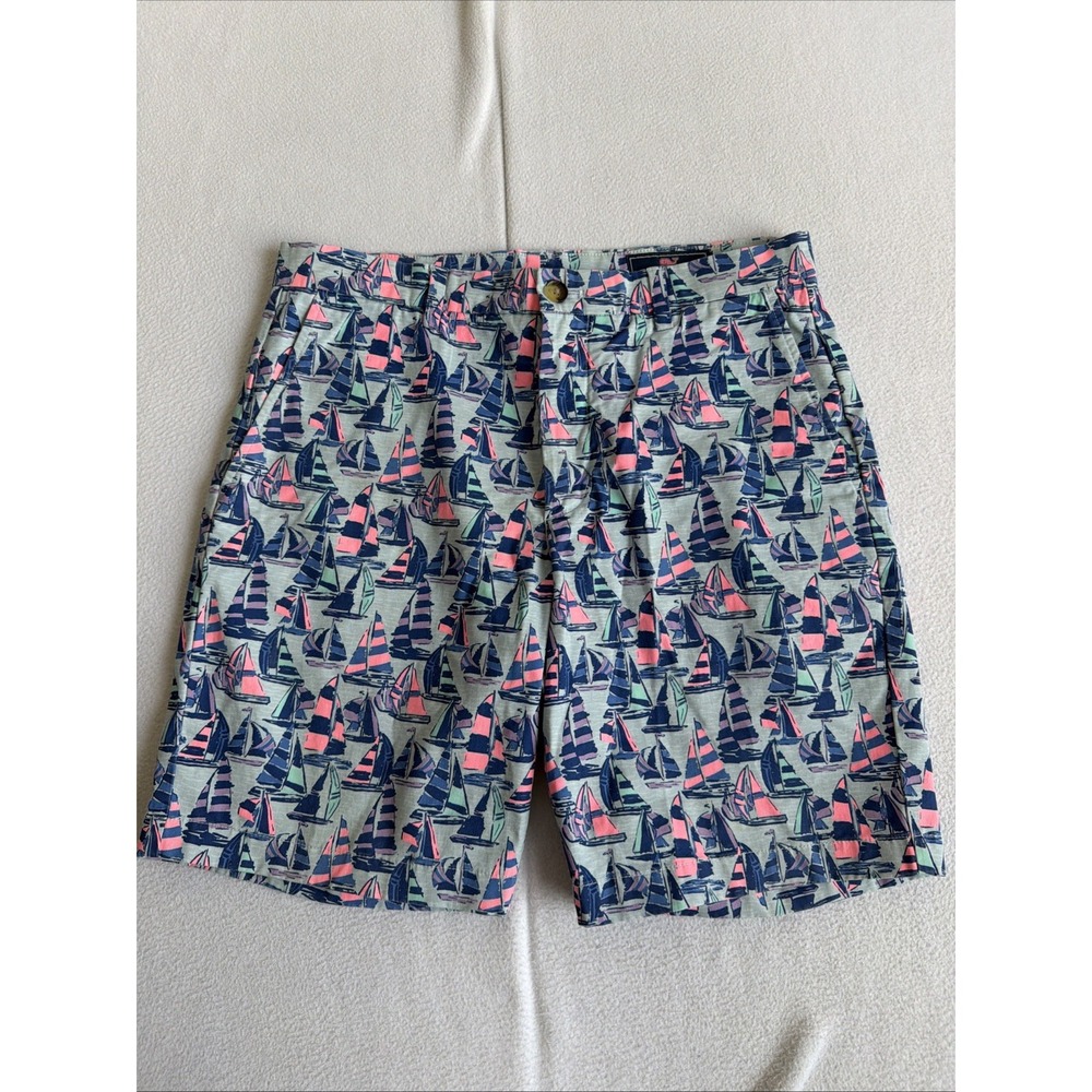 Vineyard Vines 9" Breaker Short Mens 32 Sailboat Stretch Beach Preppy Multicolor